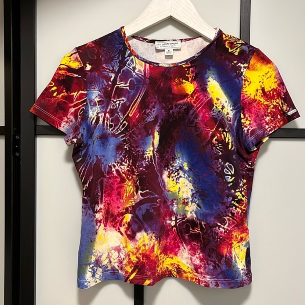 St. John Sport Colorful Abstract Women's Top Size 0 Petite